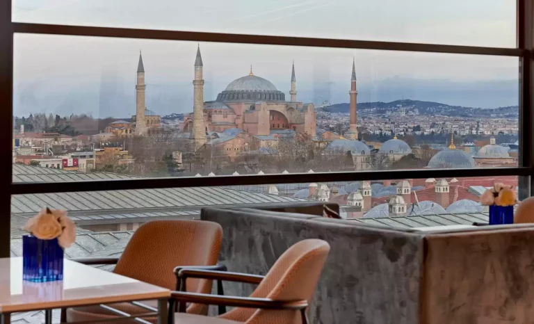 Hagia Sophia seen through the restaurant windows